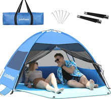 Load image into Gallery viewer, Large Easy Setup Beach Tent,Anti-UV Beach Shade Shelter Beach Canopy Tent Sun Shade with Extended Floor & 3 Mesh Roll Up Windows Fits 3-4 Person,Portable Shade Tent for Outdoor Camping Fishing