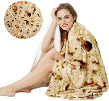 Load image into Gallery viewer, LetsFunny Burrito Tortilla Wrap Blanket, Burrito Wrap Novelty Blanket Tortilla Blankets for Adults/Kids, Giant Round Beach Towel/Throw Blanket