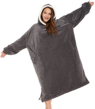 Load image into Gallery viewer, LetsFunny Oversized Blanket Sweatshirt, Plush Fleecehug Hoodie Wearable Blanket with Pocket, Super Warm Cozy Sweatshirt Hooded Blanket for Adult Women Men Teens, One Size Fits All