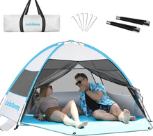 Load image into Gallery viewer, Large Easy Setup Beach Tent,Anti-UV Beach Shade Shelter Beach Canopy Tent Sun Shade with Extended Floor & 3 Mesh Roll Up Windows Fits 3-4 Person,Portable Shade Tent for Outdoor Camping Fishing