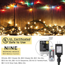 Load image into Gallery viewer, LetsFunny Green St. Patrick's Day 108ft 300 LED Christmas String Lights, Christmas Lights - UL Certified Outdoor & Indoor Fairy Lights Christmas Tree, Patio, Garden, Wedding, Holiday Decoration