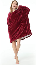 Load image into Gallery viewer, LetsFunny Oversized Hooded Blanket Sweatshirt, Super Soft Warm Comfortable Sherpa Wearable Blanket with Giant Pocket, for Adults Men Women Teenagers Kids, One Size Fits All