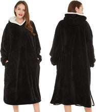 Load image into Gallery viewer, LetsFunny Oversized Blanket Sweatshirt, Plush Fleecehug Hoodie Wearable Blanket with Pocket, Super Warm Cozy Sweatshirt Hooded Blanket for Adult Women Men Teens, One Size Fits All