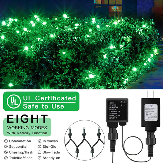LetsFunny Green St. Patrick's Day 108ft 300 LED Christmas String Lights, Christmas Lights - UL Certified Outdoor & Indoor Fairy Lights Christmas Tree, Patio, Garden, Wedding, Holiday Decoration