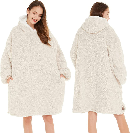 LetsFunny Oversized Blanket Sweatshirt, Plush Fleecehug Hoodie Wearable Blanket with Pocket, Super Warm Cozy Sweatshirt Hooded Blanket for Adult Women Men Teens, One Size Fits All