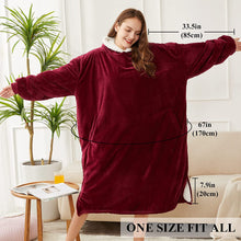 Load image into Gallery viewer, LetsFunny Oversized Blanket Sweatshirt, Plush Fleecehug Hoodie Wearable Blanket with Pocket, Super Warm Cozy Sweatshirt Hooded Blanket for Adult Women Men Teens, One Size Fits All