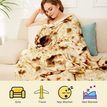 Load image into Gallery viewer, LetsFunny Burrito Tortilla Wrap Blanket, Burrito Wrap Novelty Blanket Tortilla Blankets for Adults/Kids, Giant Round Beach Towel/Throw Blanket
