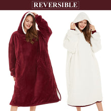 Load image into Gallery viewer, LetsFunny Oversized Blanket Sweatshirt, Plush Fleecehug Hoodie Wearable Blanket with Pocket, Super Warm Cozy Sweatshirt Hooded Blanket for Adult Women Men Teens, One Size Fits All