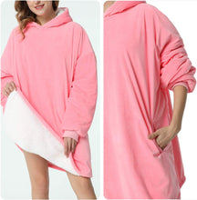 Load image into Gallery viewer, LetsFunny Oversized Hooded Blanket Sweatshirt, Super Soft Warm Comfortable Sherpa Wearable Blanket with Giant Pocket, for Adults Men Women Teenagers Kids, One Size Fits All