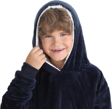 Load image into Gallery viewer, LetsFunny Oversized Hooded Blanket Sweatshirt, Super Soft Warm Comfortable Sherpa Wearable Blanket with Giant Pocket, for Adults Men Women Teenagers Kids, One Size Fits All