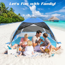 Load image into Gallery viewer, Large Easy Setup Beach Tent,Anti-UV Beach Shade Shelter Beach Canopy Tent Sun Shade with Extended Floor & 3 Mesh Roll Up Windows Fits 3-4 Person,Portable Shade Tent for Outdoor Camping Fishing