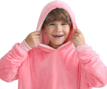 Load image into Gallery viewer, LetsFunny Oversized Hooded Blanket Sweatshirt, Super Soft Warm Comfortable Sherpa Wearable Blanket with Giant Pocket, for Adults Men Women Teenagers Kids, One Size Fits All