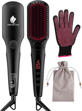 Load image into Gallery viewer, Enhanced Hair Straightener Brush by MiroPure, 2-in-1 Ionic Straightening Brush with Anti-Scald Feature, Auto Temperature Lock & Auto-Off Function (Black)