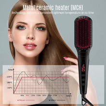 Load image into Gallery viewer, Enhanced Hair Straightener Brush by MiroPure, 2-in-1 Ionic Straightening Brush with Anti-Scald Feature, Auto Temperature Lock & Auto-Off Function (Black)