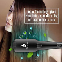 Load image into Gallery viewer, Enhanced Hair Straightener Brush by MiroPure, 2-in-1 Ionic Straightening Brush with Anti-Scald Feature, Auto Temperature Lock & Auto-Off Function (Black)