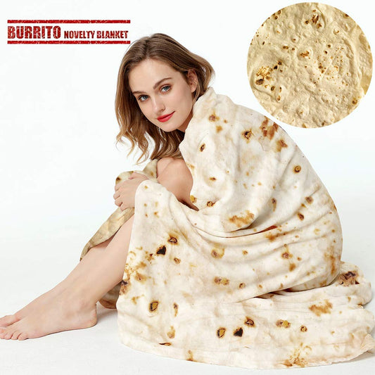 Burrito Tortilla Throw Blankets for Adults Teen Kids, Double Sided Tortilla Taco Wrap Blankets, Novelty Realistic Flannel Food Round Blankets, Unique Funny Gift for Girl Women