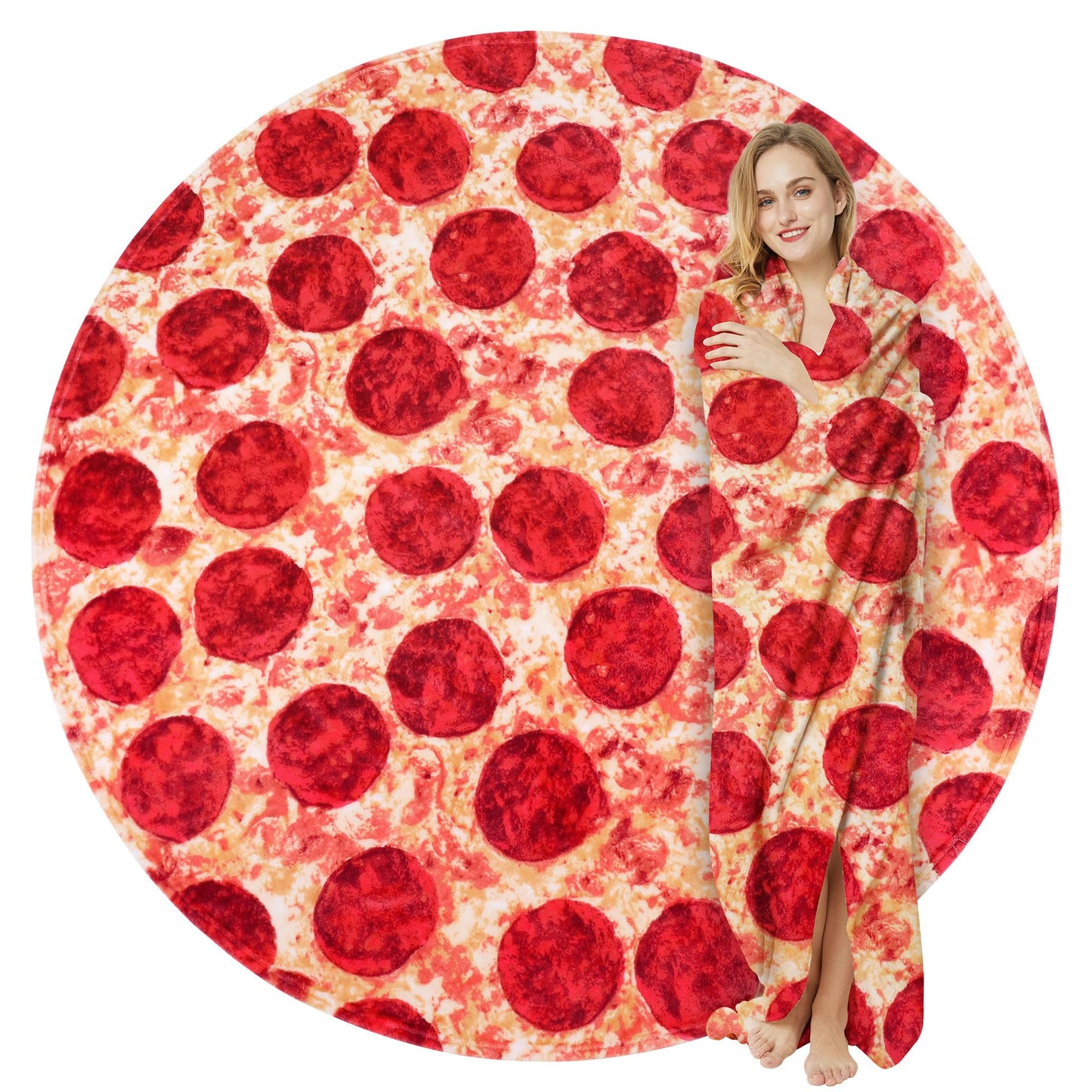 Burrito Tortilla Throw Blankets for Adults Teen Kids, Double Sided Tortilla Taco Wrap Blankets, Novelty Realistic Flannel Food Round Blankets, Unique Funny Gift for Girl Women