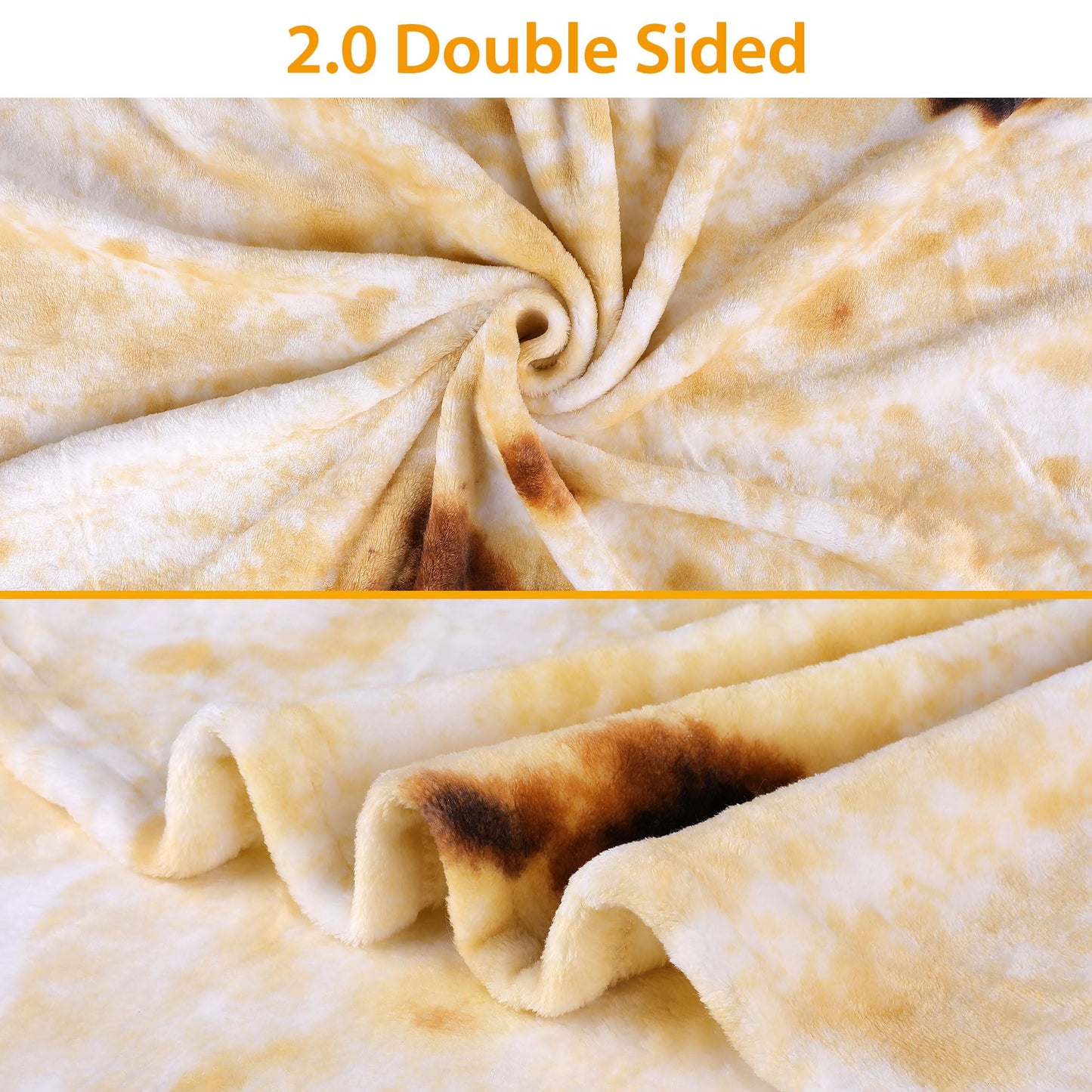Burrito Tortilla Throw Blankets for Adults Teen Kids, Double Sided Tortilla Taco Wrap Blankets, Novelty Realistic Flannel Food Round Blankets, Unique Funny Gift for Girl Women