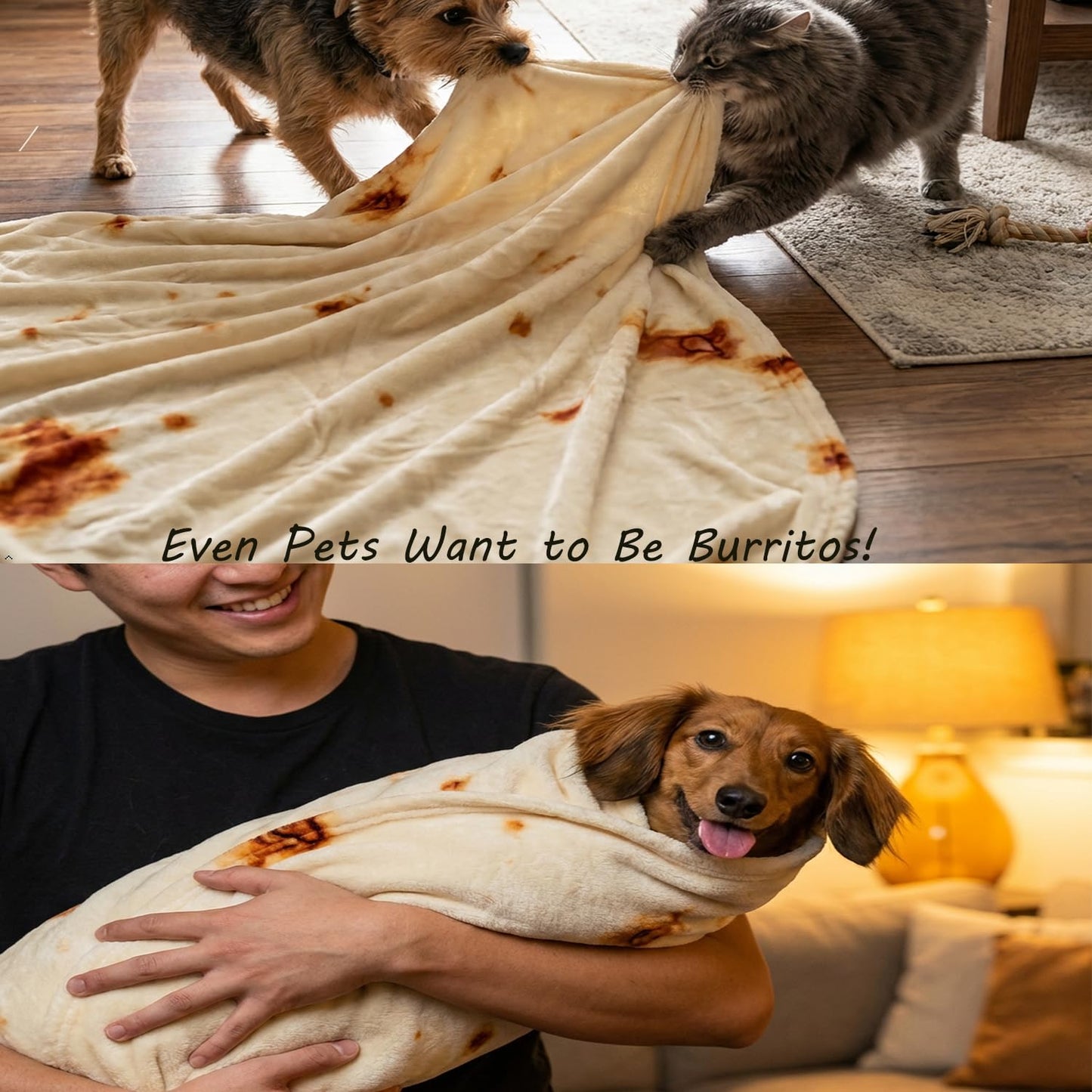 Burrito Tortilla Throw Blankets for Adults Teen Kids, Double Sided Tortilla Taco Wrap Blankets, Novelty Realistic Flannel Food Round Blankets, Unique Funny Gift for Girl Women