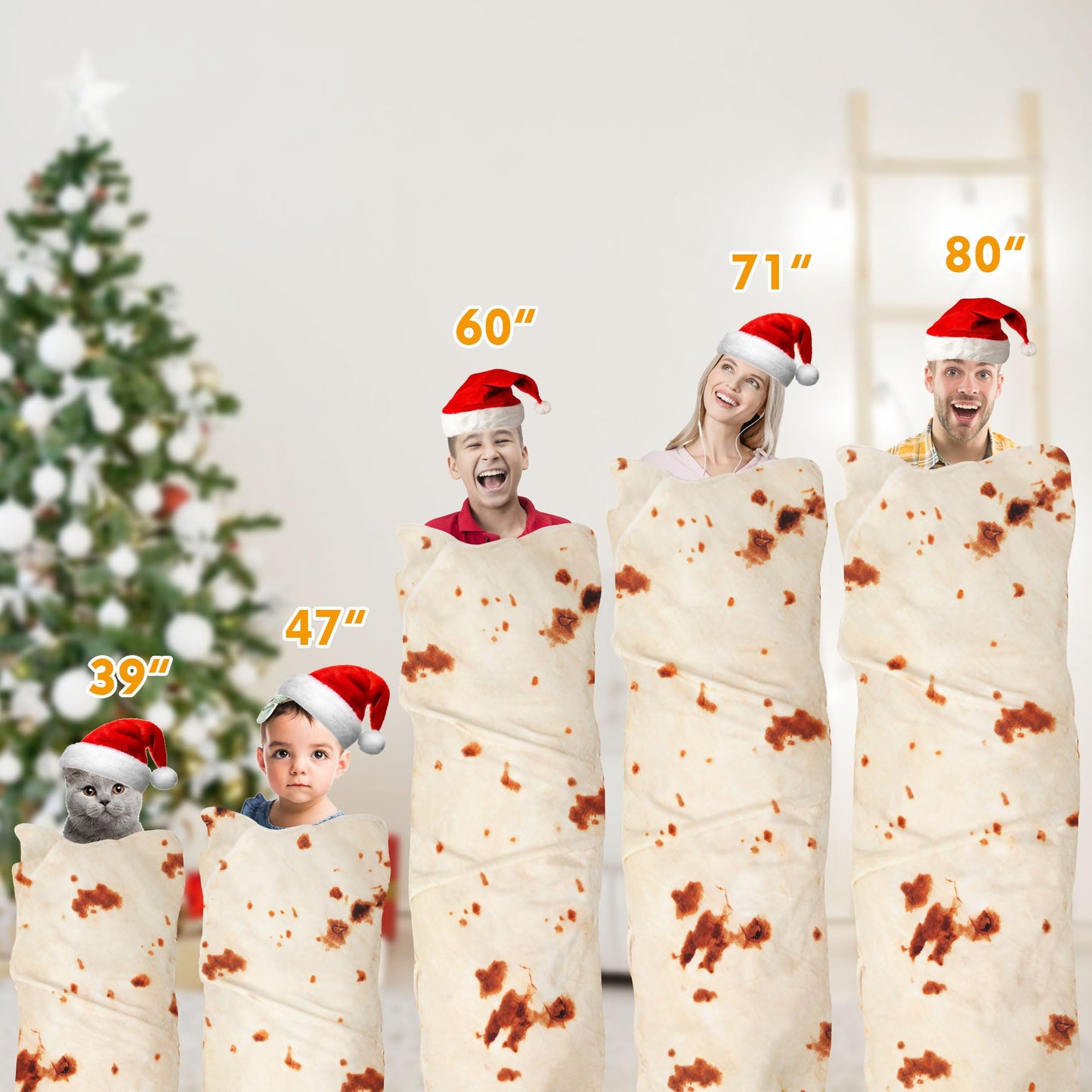 Burrito Tortilla Throw Blankets for Adults Teen Kids, Double Sided Tortilla Taco Wrap Blankets, Novelty Realistic Flannel Food Round Blankets, Unique Funny Gift for Girl Women