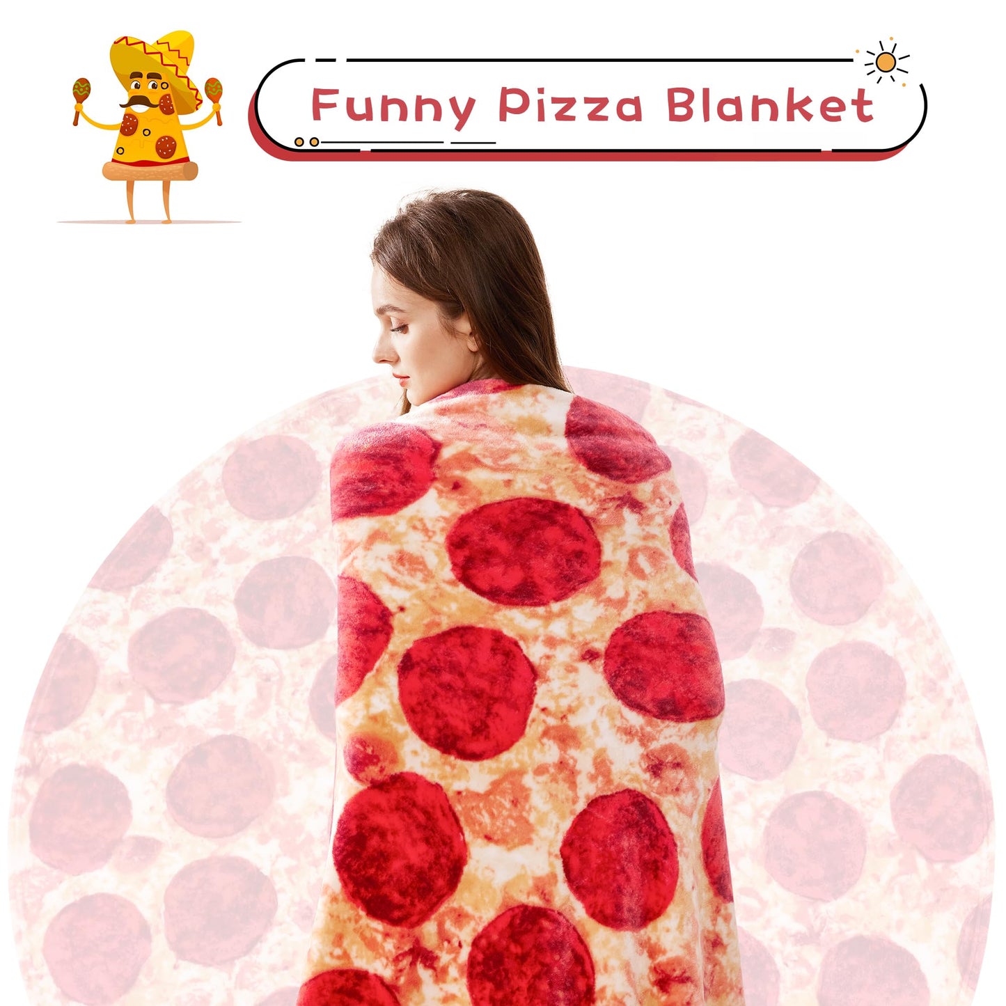 Burrito Tortilla Throw Blankets for Adults Teen Kids, Double Sided Tortilla Taco Wrap Blankets, Novelty Realistic Flannel Food Round Blankets, Unique Funny Gift for Girl Women