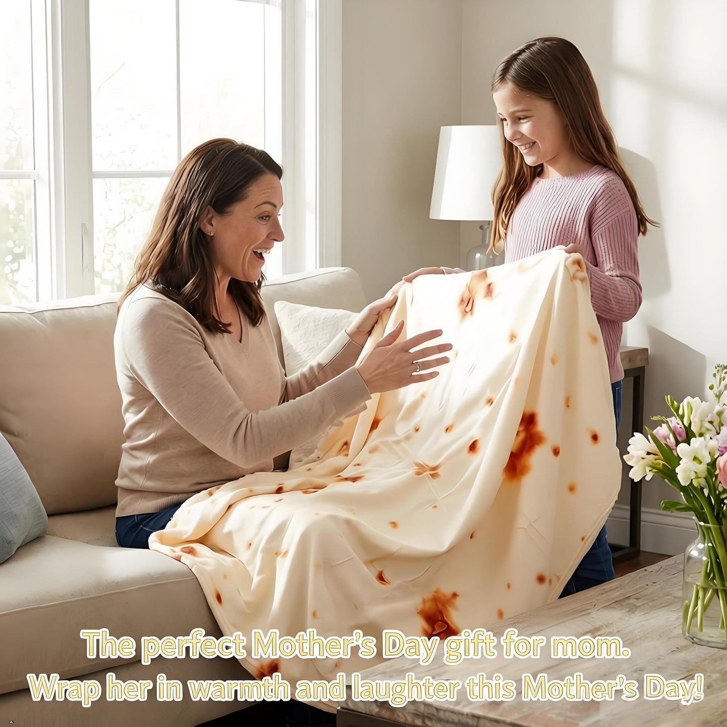 Burrito Tortilla Throw Blankets for Adults Teen Kids, Double Sided Tortilla Taco Wrap Blankets, Novelty Realistic Flannel Food Round Blankets, Unique Funny Gift for Girl Women
