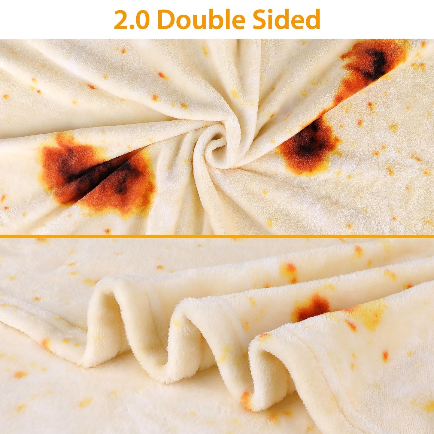 Burrito Tortilla Throw Blankets for Adults Teen Kids, Double Sided Tortilla Taco Wrap Blankets, Novelty Realistic Flannel Food Round Blankets, Unique Funny Gift for Girl Women