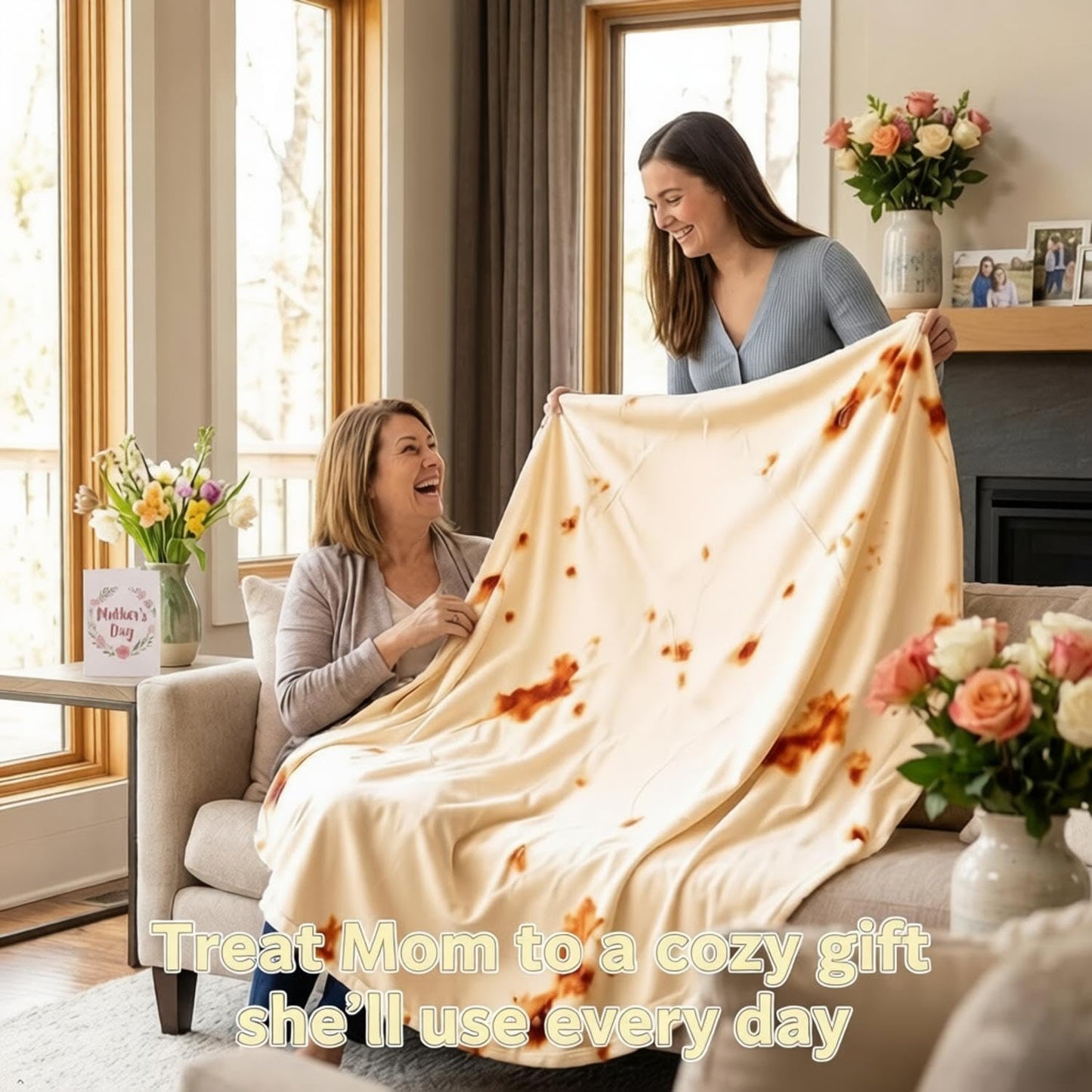 Burrito Tortilla Throw Blankets for Adults Teen Kids, Double Sided Tortilla Taco Wrap Blankets, Novelty Realistic Flannel Food Round Blankets, Unique Funny Gift for Girl Women