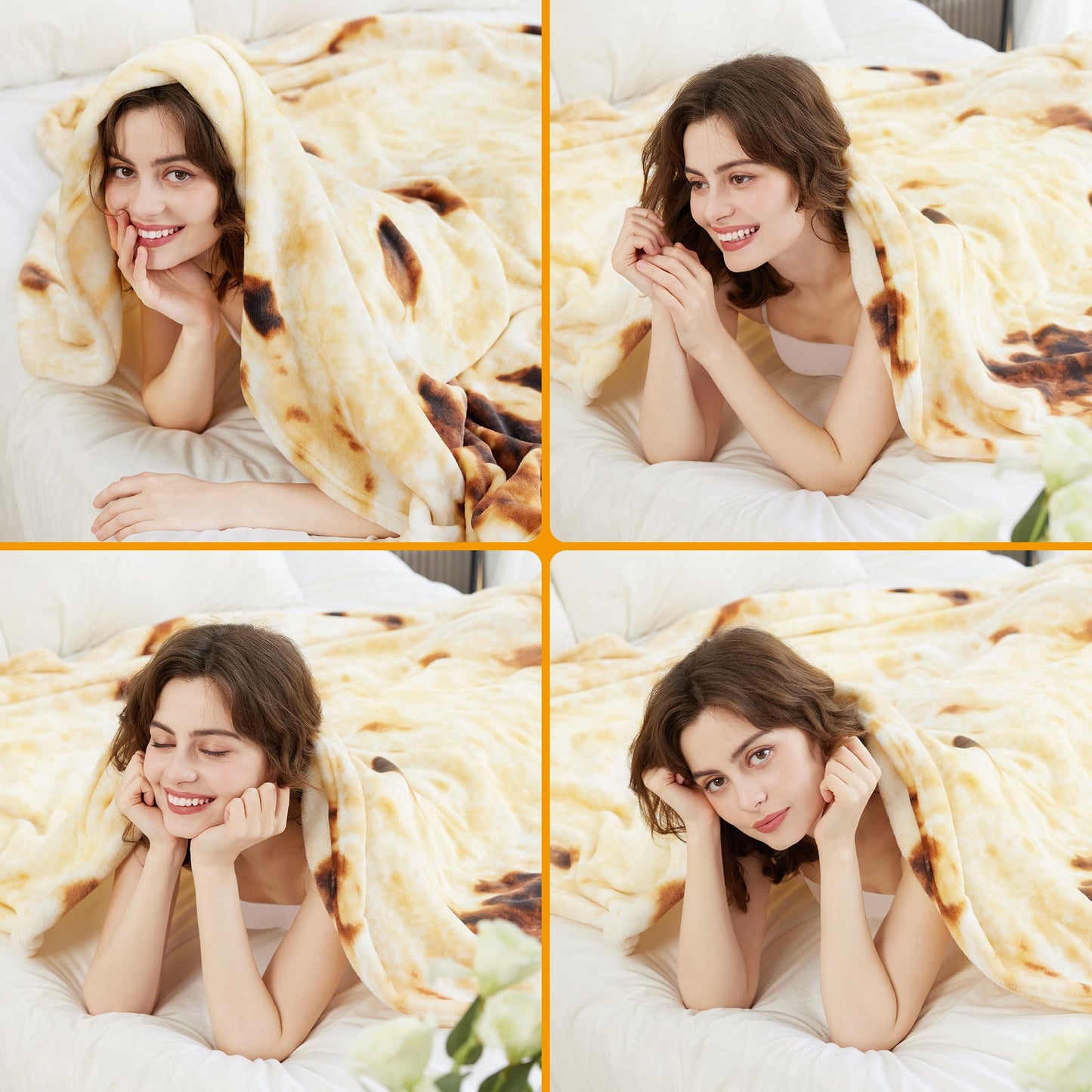 Burrito Tortilla Throw Blankets for Adults Teen Kids, Double Sided Tortilla Taco Wrap Blankets, Novelty Realistic Flannel Food Round Blankets, Unique Funny Gift for Girl Women