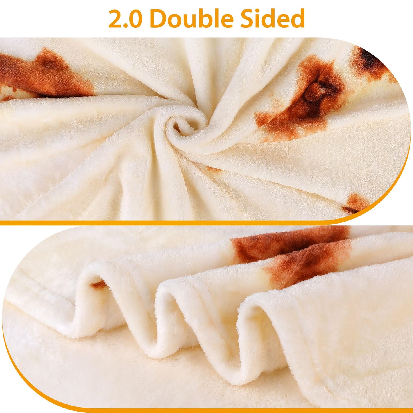 Burrito Tortilla Throw Blankets for Adults Teen Kids, Double Sided Tortilla Taco Wrap Blankets, Novelty Realistic Flannel Food Round Blankets, Unique Funny Gift for Girl Women