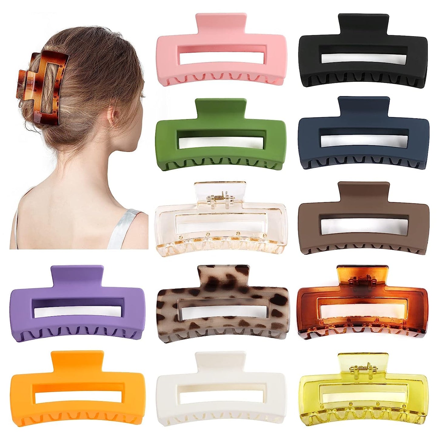 Large Hair Claw Clips, LetsFunny 4.13" Hair Clips for Thick Hair/Thin Hair, Strong Hold Nonslip Big Hair Clip Fashion Hair Styling Accessories Birthday Business Christmas Gifts for Women Girls