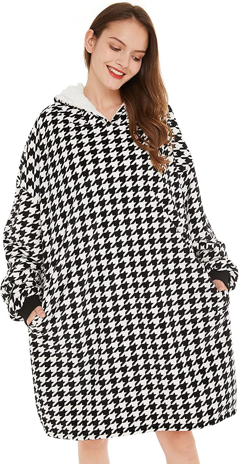 LetsFunny Oversized Hooded Blanket Sweatshirt, Super Soft Warm Comfortable Sherpa Wearable Blanket with Giant Pocket, for Adults Men Women Teenagers Kids, One Size Fits All