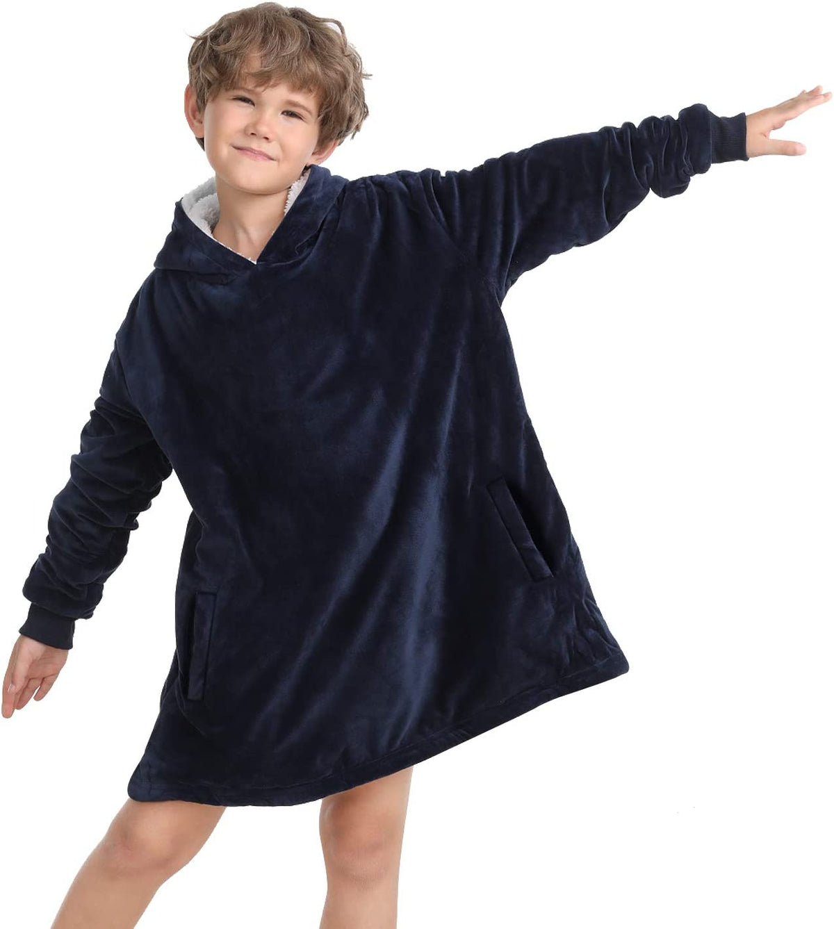 LetsFunny Oversized Hooded Blanket Sweatshirt, Super Soft Warm Comfortable Sherpa Wearable Blanket with Giant Pocket, for Adults Men Women Teenagers Kids, One Size Fits All