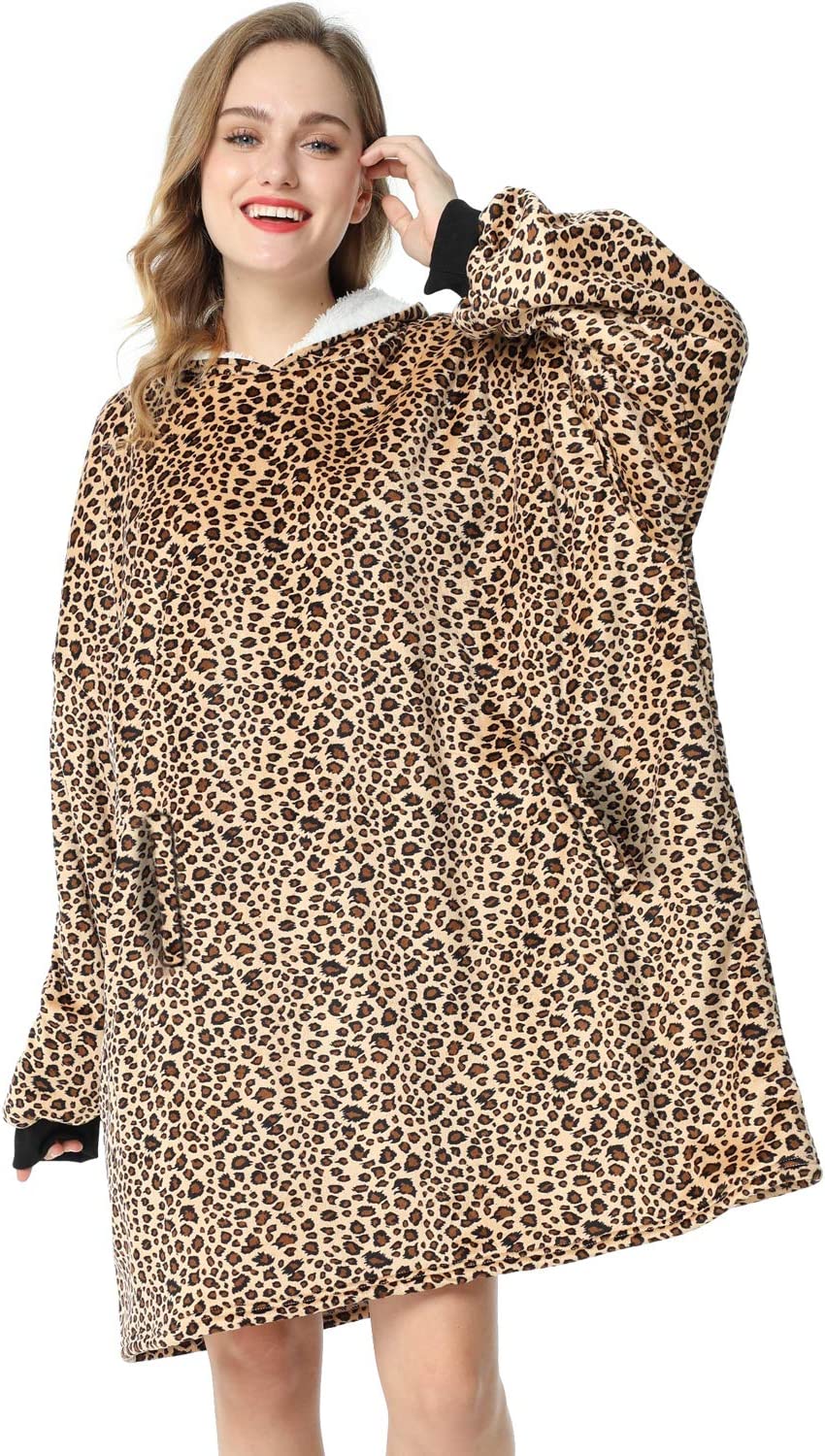 LetsFunny Oversized Hooded Blanket Sweatshirt, Super Soft Warm Comfortable Sherpa Wearable Blanket with Giant Pocket, for Adults Men Women Teenagers Kids, One Size Fits All