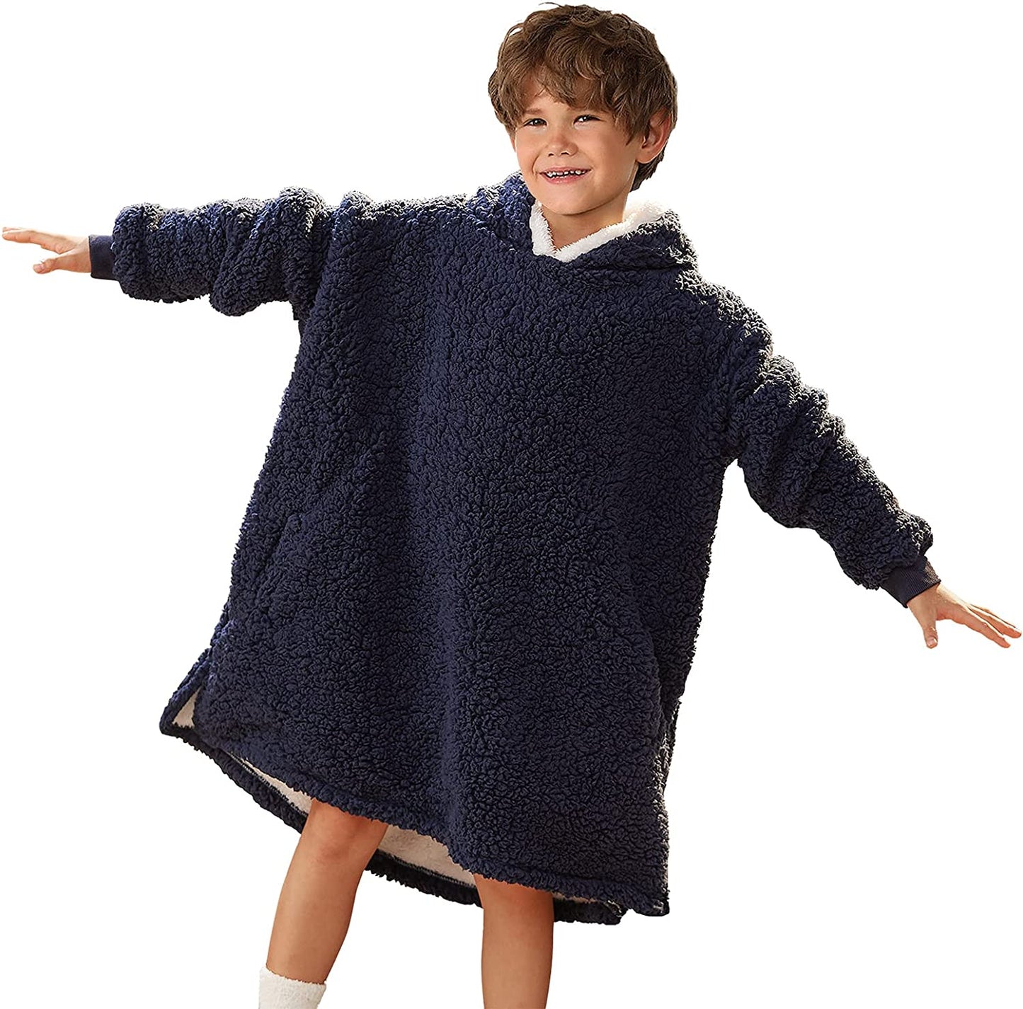 LetsFunny Oversized Blanket Sweatshirt, Plush Fleecehug Hoodie Wearable Blanket with Pocket, Super Warm Cozy Sweatshirt Hooded Blanket for Adult Women Men Teens, One Size Fits All