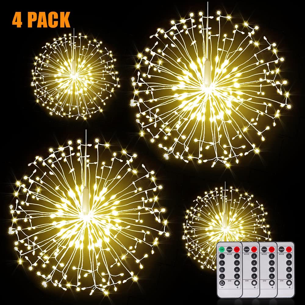Fairy Christmas String Lights Wire Lights,200 LED DIY 8 Modes Dimmable Lights with Remote Control, Waterproof Decorative Hanging Starburst Lights for Christmas, Home, Patio, Indoor Outdoor Decoration
