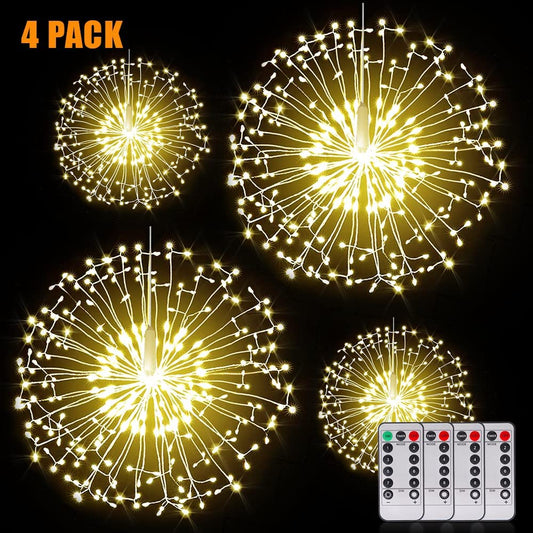 Fairy Christmas String Lights Wire Lights,200 LED DIY 8 Modes Dimmable Lights with Remote Control, Waterproof Decorative Hanging Starburst Lights for Christmas, Home, Patio, Indoor Outdoor Decoration
