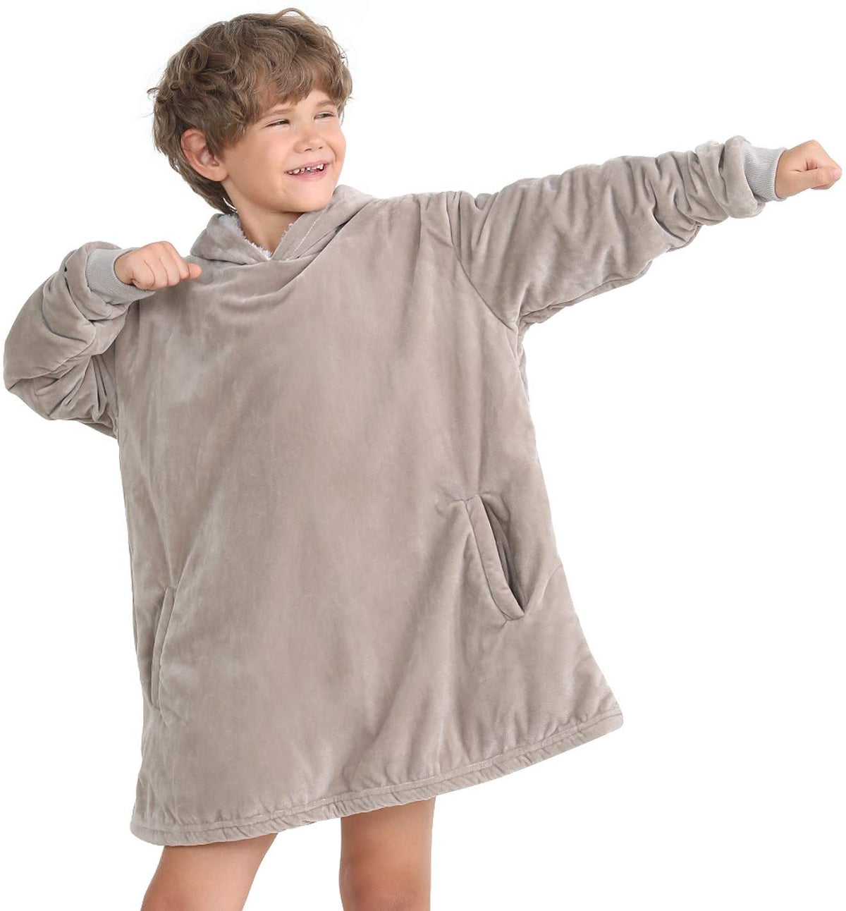 LetsFunny Oversized Hooded Blanket Sweatshirt, Super Soft Warm Comfortable Sherpa Wearable Blanket with Giant Pocket, for Adults Men Women Teenagers Kids, One Size Fits All