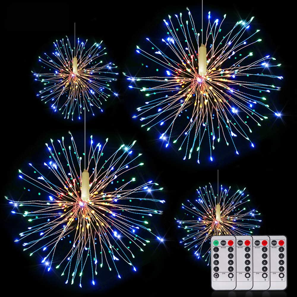 Fairy Firework String Wire Lights, LED DIY 8 Modes Dimmable Lights, Waterproof Decorative Hanging Starburst Lights for Christmas, Home, Patio, Indoor Outdoor Decoration