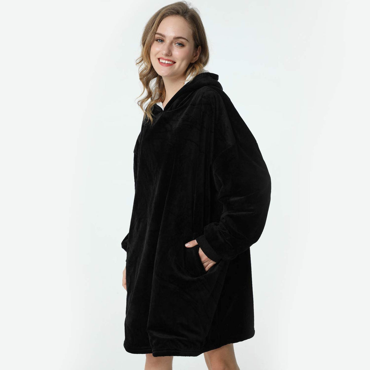 LetsFunny Oversized Hooded Blanket Sweatshirt, Super Soft Warm Comfortable Sherpa Wearable Blanket with Giant Pocket, for Adults Men Women Teenagers Kids, One Size Fits All