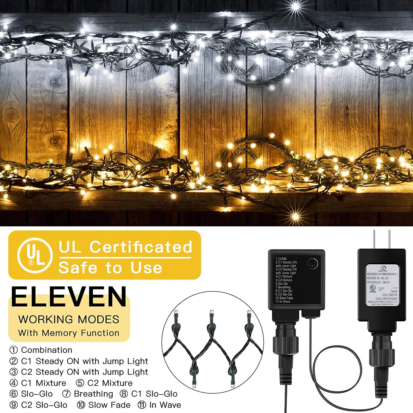 LetsFunny Green St. Patrick's Day 108ft 300 LED Christmas String Lights, Christmas Lights - UL Certified Outdoor & Indoor Fairy Lights Christmas Tree, Patio, Garden, Wedding, Holiday Decoration