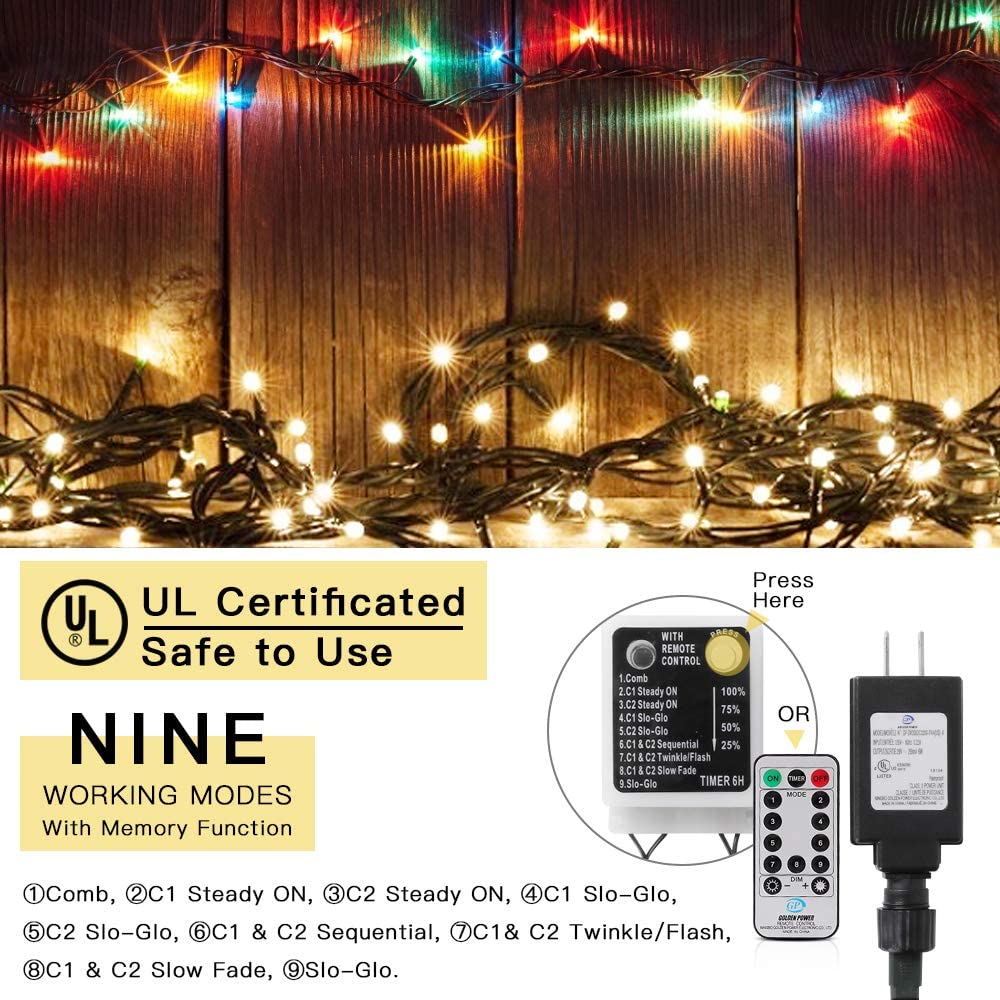 LetsFunny Green St. Patrick's Day 108ft 300 LED Christmas String Lights, Christmas Lights - UL Certified Outdoor & Indoor Fairy Lights Christmas Tree, Patio, Garden, Wedding, Holiday Decoration