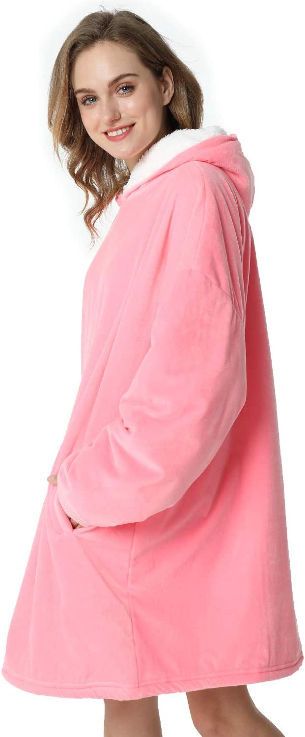 LetsFunny Oversized Hooded Blanket Sweatshirt, Super Soft Warm Comfortable Sherpa Wearable Blanket with Giant Pocket, for Adults Men Women Teenagers Kids, One Size Fits All