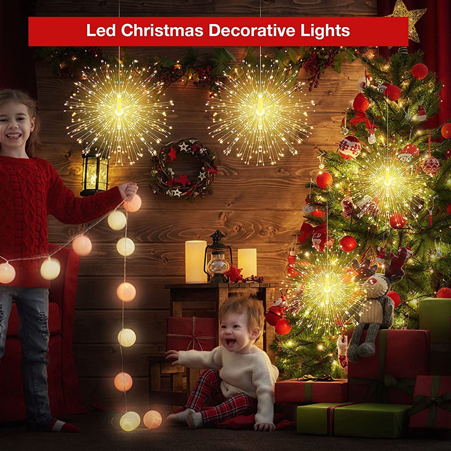 Fairy Lights Battery Operated Wire Lights,225 LED DIY 8 Modes Dimmable Lights with Remote Control, Waterproof Decorative Hanging Starburst Lights for Christmas, Home, Patio, Indoor Outdoor Decoration