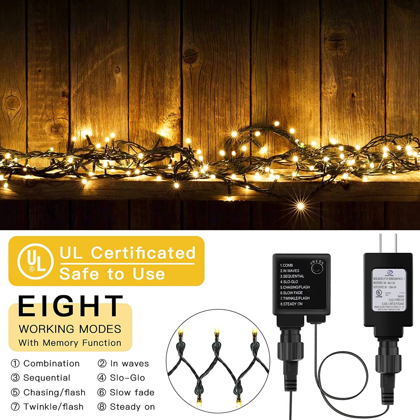 LetsFunny Green St. Patrick's Day 108ft 300 LED Christmas String Lights, Christmas Lights - UL Certified Outdoor & Indoor Fairy Lights Christmas Tree, Patio, Garden, Wedding, Holiday Decoration