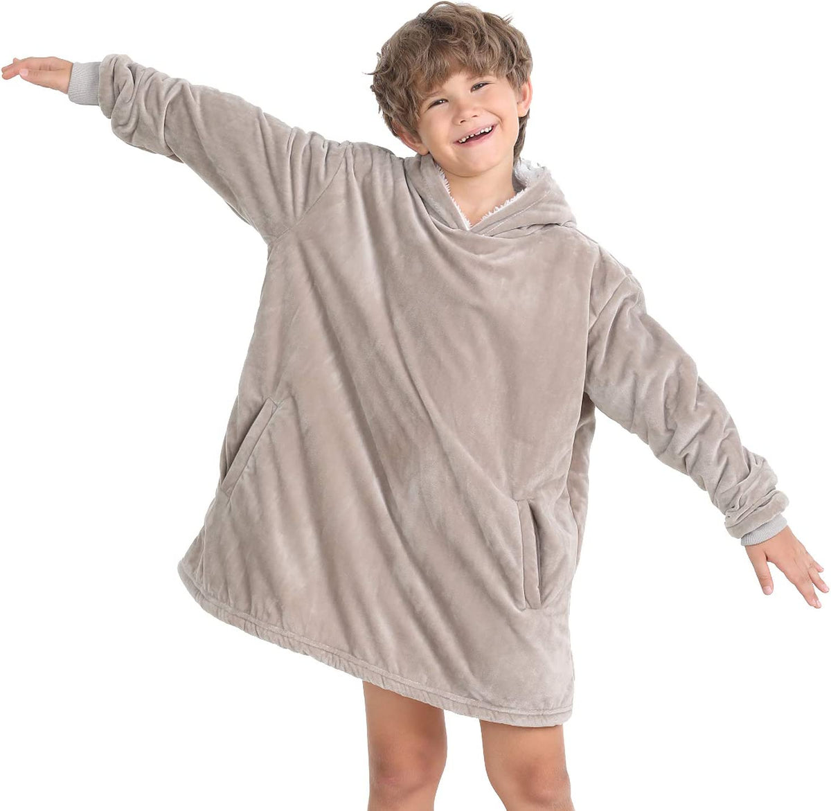 LetsFunny Oversized Hooded Blanket Sweatshirt, Super Soft Warm Comfortable Sherpa Wearable Blanket with Giant Pocket, for Adults Men Women Teenagers Kids, One Size Fits All