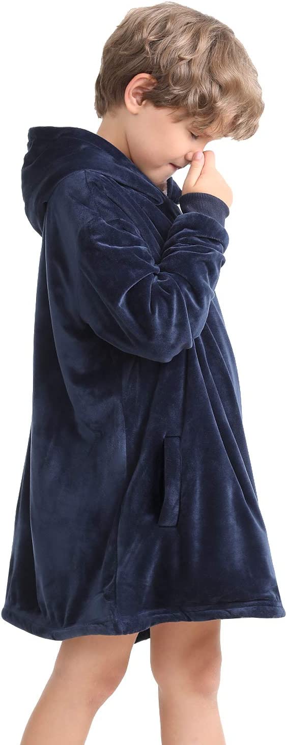 LetsFunny Oversized Hooded Blanket Sweatshirt, Super Soft Warm Comfortable Sherpa Wearable Blanket with Giant Pocket, for Adults Men Women Teenagers Kids, One Size Fits All