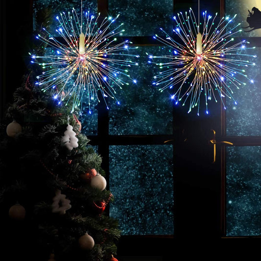 Fairy Firework String Wire Lights, LED DIY 8 Modes Dimmable Lights, Waterproof Decorative Hanging Starburst Lights for Christmas, Home, Patio, Indoor Outdoor Decoration