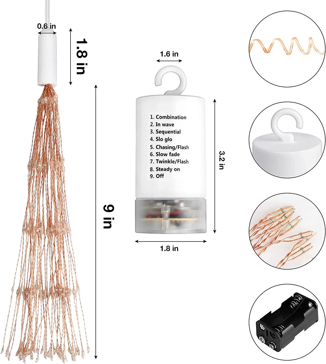 Fairy Lights Battery Operated Wire Lights,225 LED DIY 8 Modes Dimmable Lights with Remote Control, Waterproof Decorative Hanging Starburst Lights for Christmas, Home, Patio, Indoor Outdoor Decoration