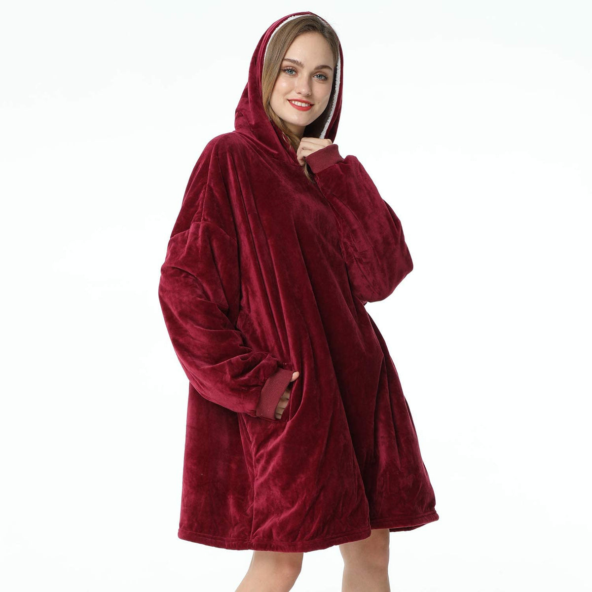 LetsFunny Oversized Hooded Blanket Sweatshirt, Super Soft Warm Comfortable Sherpa Wearable Blanket with Giant Pocket, for Adults Men Women Teenagers Kids, One Size Fits All